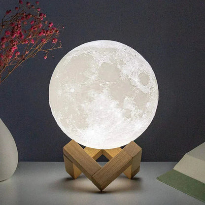 D3 Starry Moon Lamp 8Cm - LED Night Light with Stand, Perfect for Bedroom Decor and Gifts