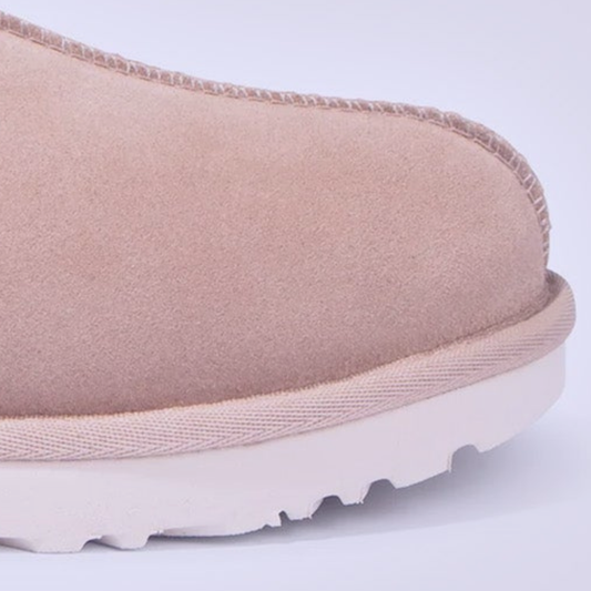 Mule Suede – Knit Collar – Sand & Cherry